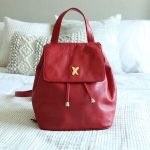 Paloma Picasso Red Leather Backpack with Gold Detail